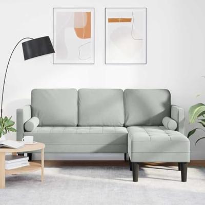 Bankstel met kussen Lichtgrijs Polyester