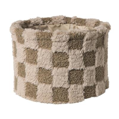 Mand geruit rond maat XL - bruin - ø24x18 cm Mand geruit rond maat XL - bruin - ø24x18 cm