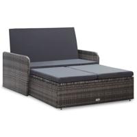 2-delige Loungeset met kussens poly rattan grijs - thumbnail