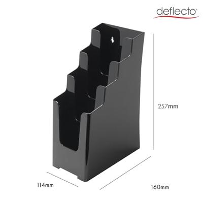Deflecto folderhouder ft 1/3 A4, 4 opbergvakken, zwart