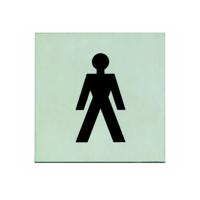 Intersteel Pictogram herentoilet zelfklevend vierkant - RVS - thumbnail