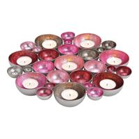 Windlichtschaal van metaal, roze/zilver (B/H/D) 30x4x30cm - thumbnail