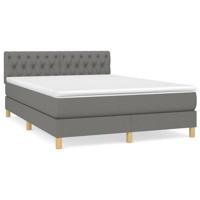 Boxspring met matras stof donkergrijs 140x190 cm - thumbnail