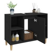 Wastafelkast 80x33x60 cm bewerkt hout zwart - thumbnail
