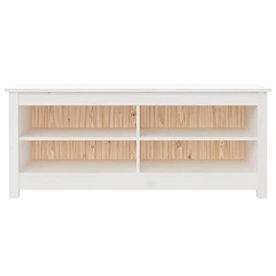 VidaXL Schoenenbank 110x38x45,5 cm massief grenenhout wit