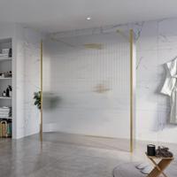 Fortifura Galeria Vrijstaande Inloopdouche - 180x200cm - Helder geribbeld - antikalk - 8mm veiligheidsglas - 2 zijwanden 40cm - wandsteunen en hoekprofielen - Geborsteld Messing PVD (Goud) SW927770 2x/SW797957/SW797948 2x/SW798731 2x - thumbnail