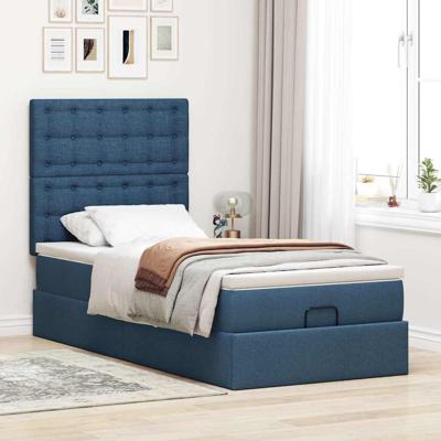 Bed met matras 90x200 cm stof blauw