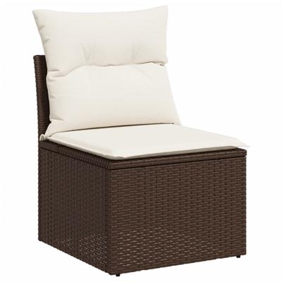 4-delige Loungeset met kussens poly rattan bruin - thumbnail