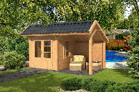 Tuindeco Bergen L Kapschuur type 3 468x306 cm Lariks/Douglashout blank- Kapschuurdak- Onbehandeld lariks Douglas hout- Tuindeco - thumbnail