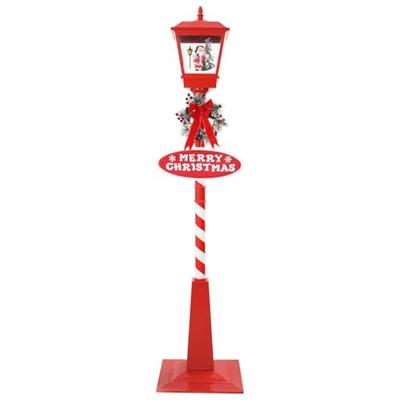 Kerststraatlamp met lantaarn Rood 40.5x40.5x180cm Metaal Kerststraatlamp met lantaarn Rood 40.5x40.5x180cm Metaal