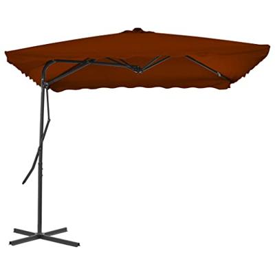VidaXL Parasol met stalen paal 250x250x230 cm terracottakleurig