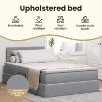 Opbergbed met LED met matras Lichtgrijs 120 x 190 cm Stof - thumbnail