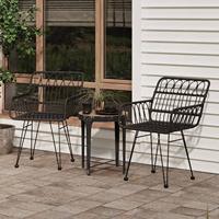 Tuinstoelen 2 st met armleuning 56x64x80 cm PE-rattan zwart - thumbnail