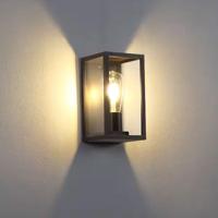 Industriële LED Wandlamp - Excl. E27 lichtbron - IP44 - Helder glas - Zwart - thumbnail