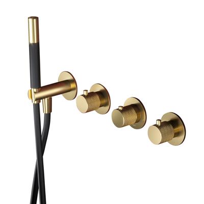 Thermostatische Douche/Badkraan Hotbath Cobber X Inbouw Met 2 Stopkranen En Handdouche Geborsteld Messing PVD