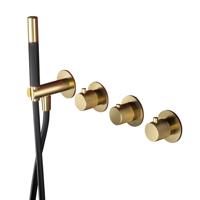 Thermostatische Douche/Badkraan Hotbath Cobber X Inbouw Met 2 Stopkranen En Handdouche Geborsteld Messing PVD - thumbnail