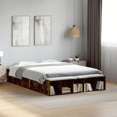 Bedframe bewerkt hout gerookt eikenkleurig 140x190 cm
