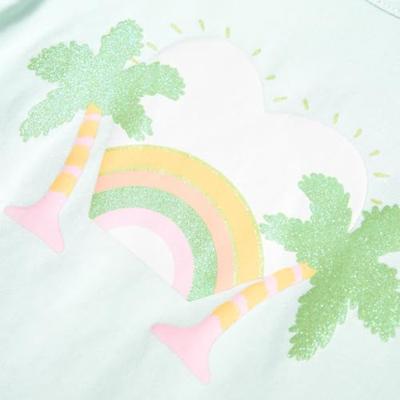Kindershirt regenboog en palmbomen 92 lichtmintkleurig