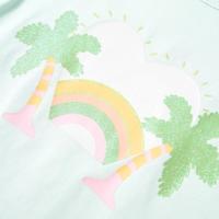 Kindershirt regenboog en palmbomen 140 lichtmintkleurig - thumbnail