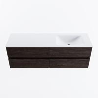 MONDIAZ VICA 150cm badmeubel onderkast Dark Brown 4 lades. Wastafel CLOUD rechts 1 kraangat, kleur Talc. - thumbnail