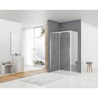 Van Rijn Products ST06 Softclose schuifdeur - 118.5x200cm - helder glas - dikte 8mm - tbv hoekcabine - incl. greep - chroom ST06350120 - thumbnail