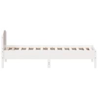 Bedframe met hoofdbord massief grenenhout wit 75x190 cm - thumbnail