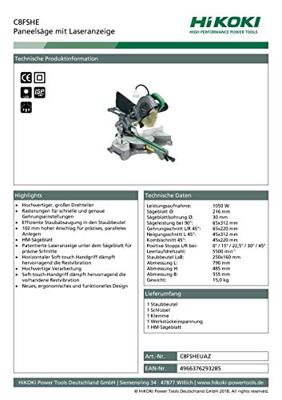 Hikoki C8FSHE UAZ AFKORTZAAGMACHINE - C8FSHEUAZ