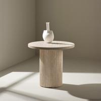Nohr Ronde Bijzettafel 'Adrin' MDF in Travertinlook, 50cm - thumbnail
