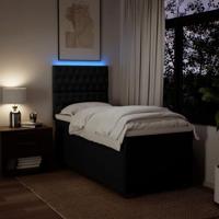 Boxspring met matras stof zwart 90x190 cm - thumbnail