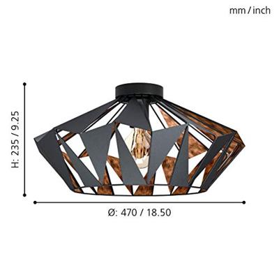 Eglo PlafondlampCarlton 6 zwart/koper Ø 47cm - 43399