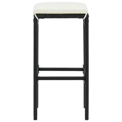 7-delige Tuinbarset massief acaciahout en poly rattan zwart