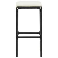 7-delige Tuinbarset massief acaciahout en poly rattan zwart - thumbnail