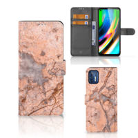 Motorola Moto G9 Plus | Bookcase | Marmer Oranje - thumbnail