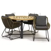 Tuinstoel Portofino olijf groen met Basso 130 cm teaktafel - thumbnail