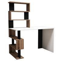 Homemania Computerbureau Snap 120x60x148,2 cm wit zwart walnootkleurig - thumbnail