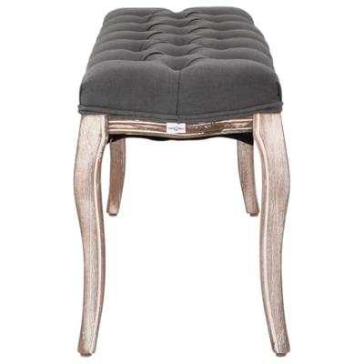 Bankje 110x38x48 cm linnen massief hout donkergrijs