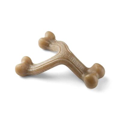Nylabone Maximale sterkte taaie extreme gastronomische wishbone hond kauwspeelgoed, doordrenkt met extra spek smaak door het hele bot, groot, voor honden 0-23 kg, bruin