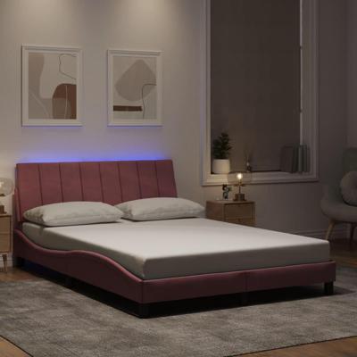 Bedframe met LED-verlichting fluweel roze 120x200 cm