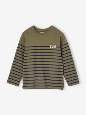 Marine t-shirt voor jongens met fluwelen flocking op de borst kaki