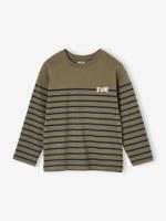 Marine t-shirt voor jongens met fluwelen flocking op de borst kaki - thumbnail