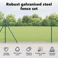 VidaXL Afrasteringspaal groen 10 x 1 m (19 x 19 mm mesh) staal - thumbnail