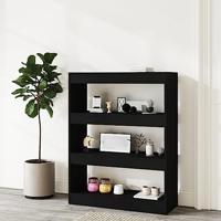 Boekenkast/kamerscherm 80x30x103 cm bewerkt hout zwart - thumbnail