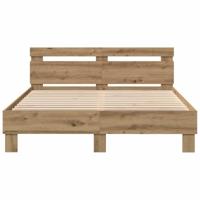 Bedframe artisanaal eikenkleurig 140 x 190 cm Bewerkt hout - thumbnail