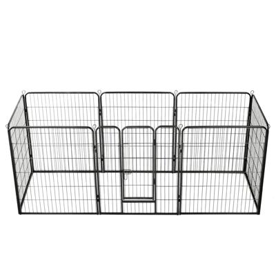 VidaXL Hondenren met 8 panelen 80x100 cm staal zwart