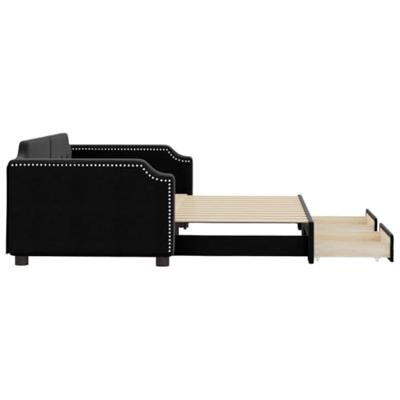 Slaapbank met onderschuifbed en lades 100x200 cm stof zwart