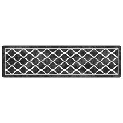 Vloerkleed wasbaar anti-slip 80x300 cm zwart en wit