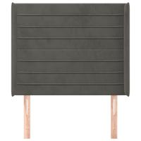 Hoofdbord met randen 83x16x118/128 cm fluweel donkergrijs - thumbnail