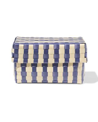 HEMA Mand 20x15cm met deksel geblokt blauw