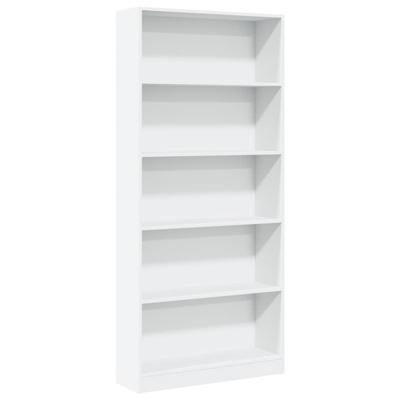 Boekenkast 80x24x176 cm bewerkt hout wit - thumbnail