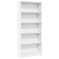 Boekenkast 80x24x176 cm bewerkt hout wit - thumbnail